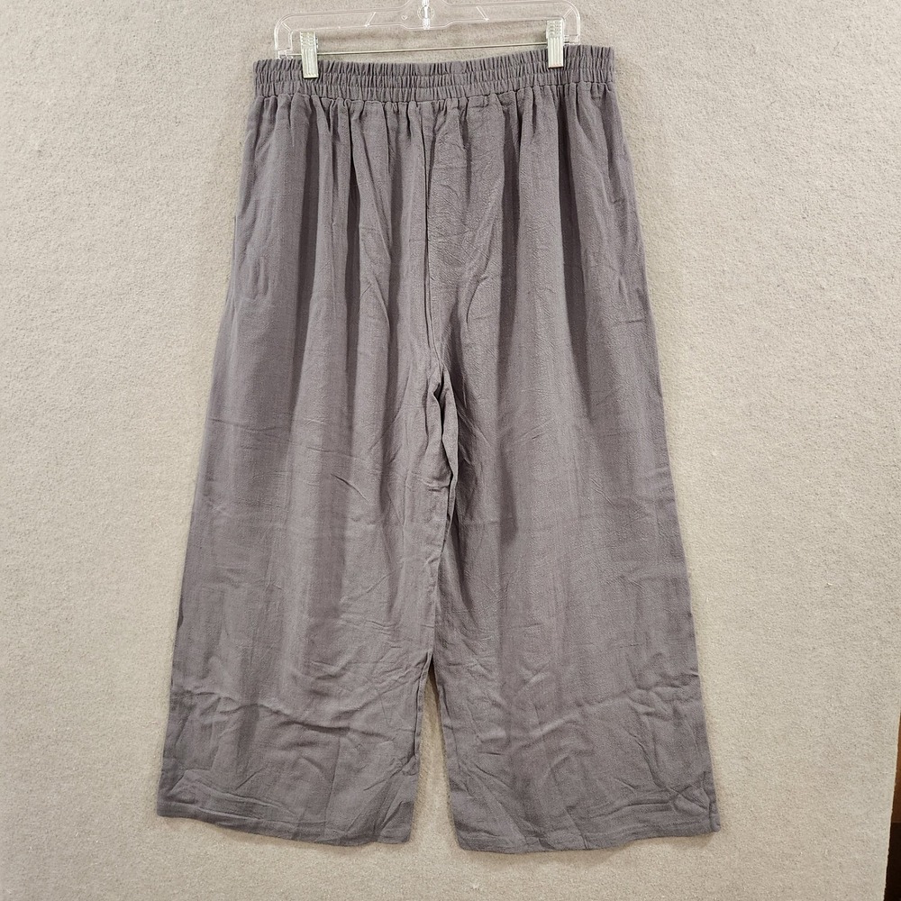 ZESICA Linen Short Sleeve Crop Top High Waist‎ Pants Lounge Set Women's XL Gray - Picture 5 of 16